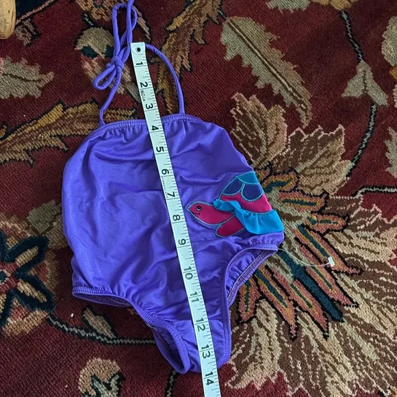 VTG baby girl swimsuit by Pelican Purple Turtle 2T USA Made